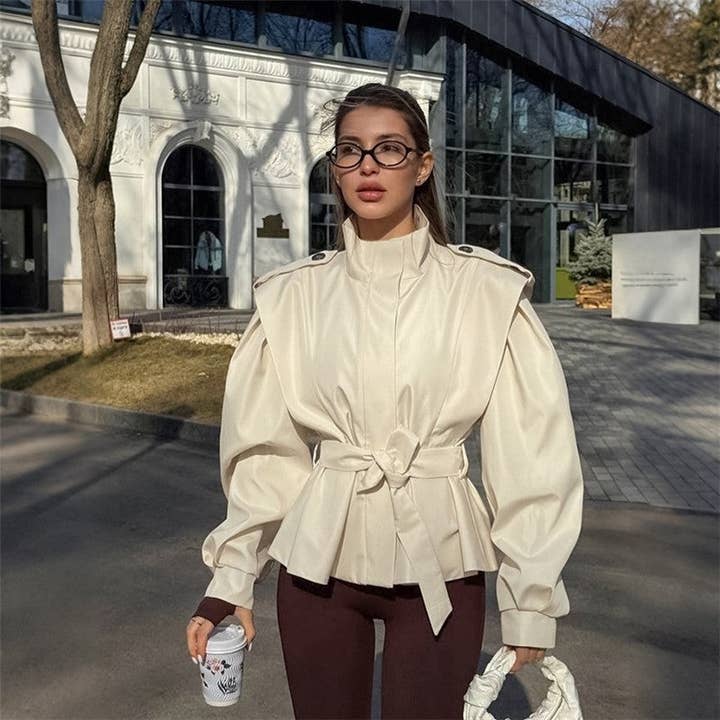 Lockerer, schmaler Trenchcoat mit Gürtel für den Großhandel von FurDecoration