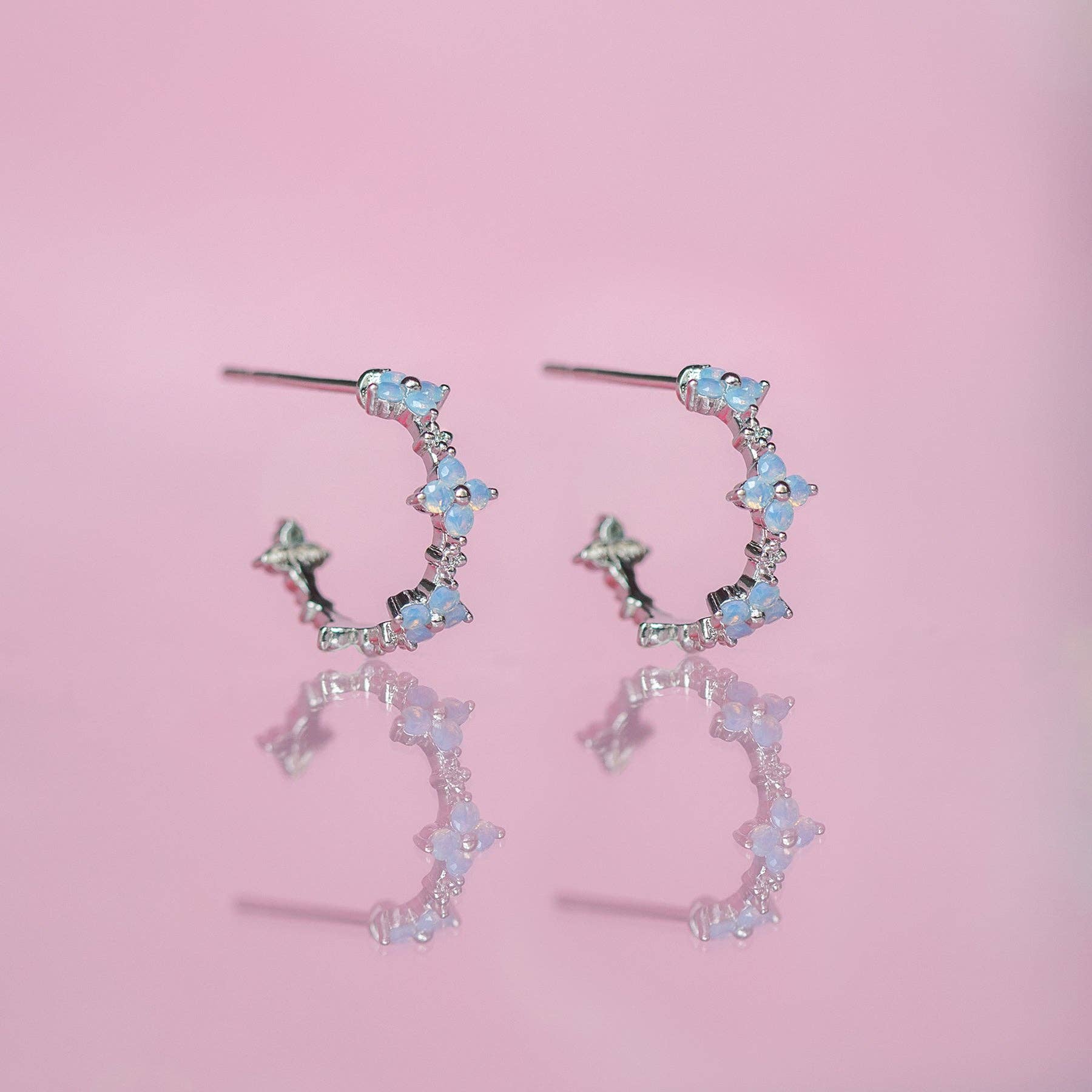 Girls Crew - Wholesale Hoop Earrings - Blue Blossom Love Hoops8