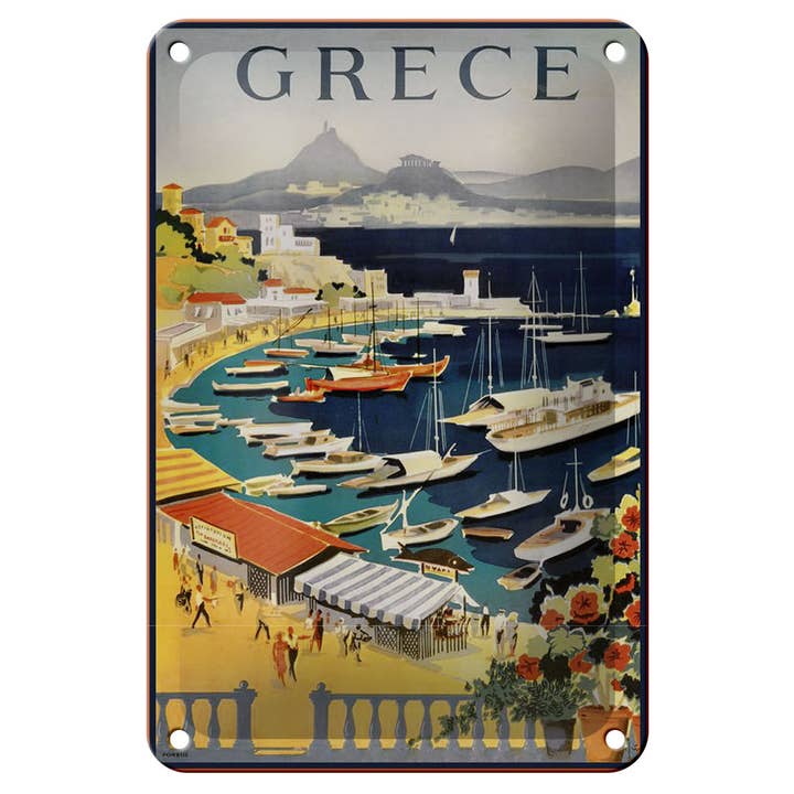 Metalskilt Rejse 12x18 cm Grækenland Strand Havn for engroshandel hos Femer