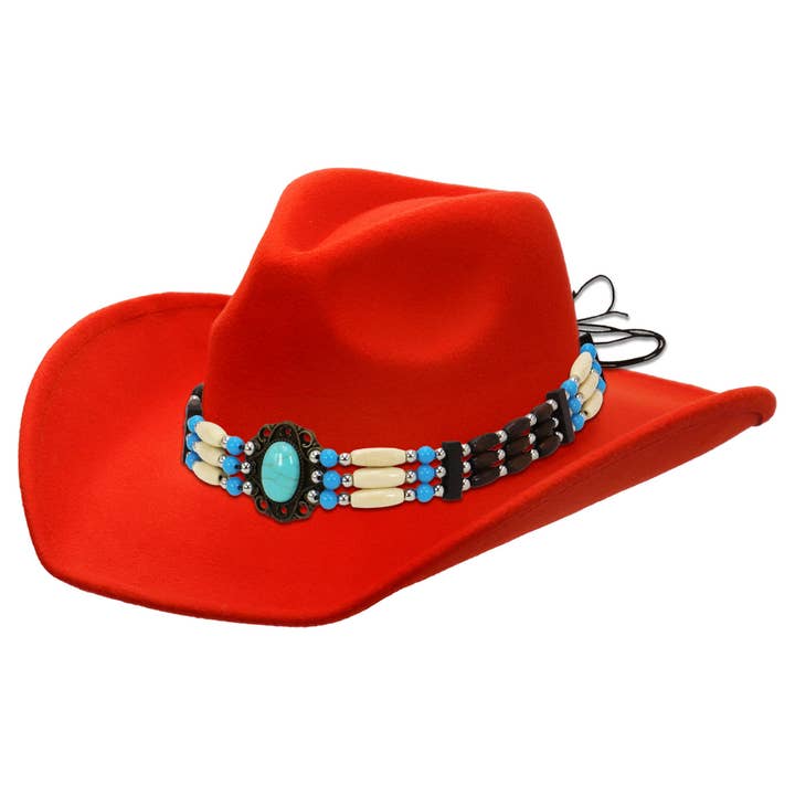 Cap Zone - Wholesale Cowboy Hat – Women’s - Turquoise Beaded String Felt Cowboy Hat22