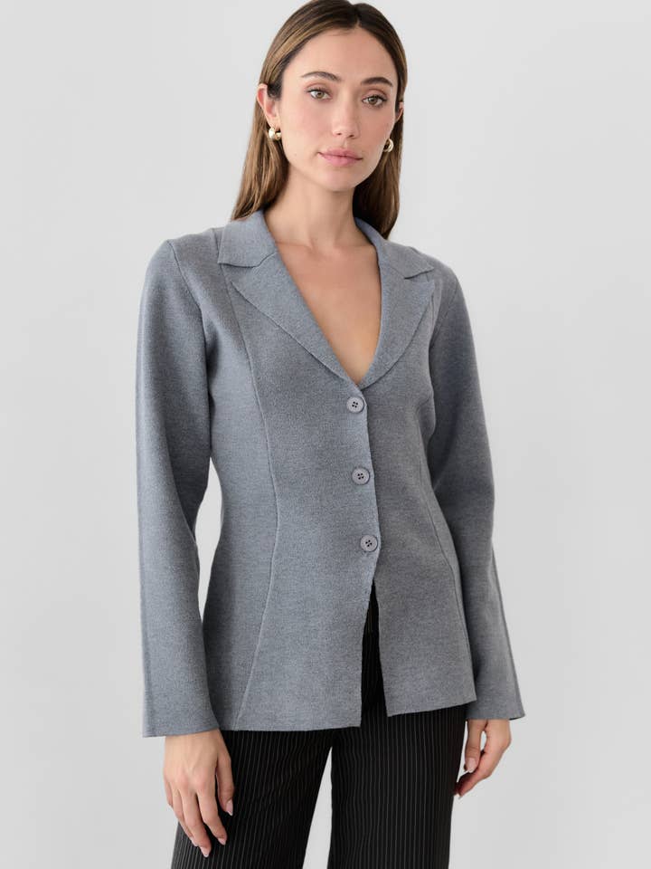 The Nicola Blazer | Longline Knit Blazer for wholesale by MOD REF