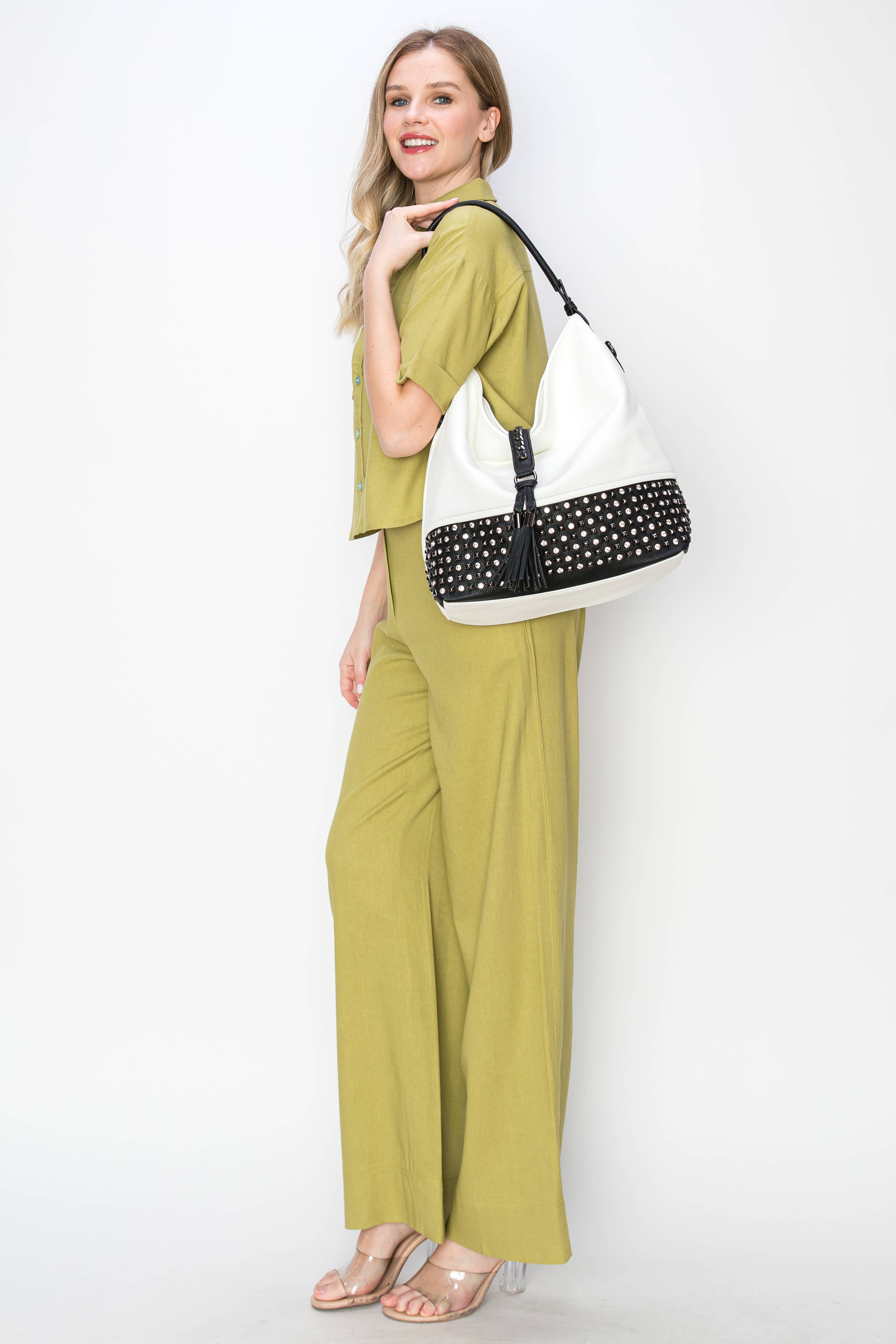 Handbag Express - Wholesale Shoulder Bag - Women's - Studded Large Hobo Handbag2