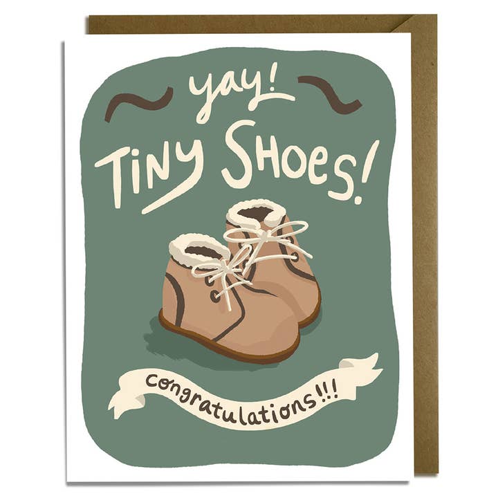 Tiny Shoes Baby Card for wholesale by Kat French Design