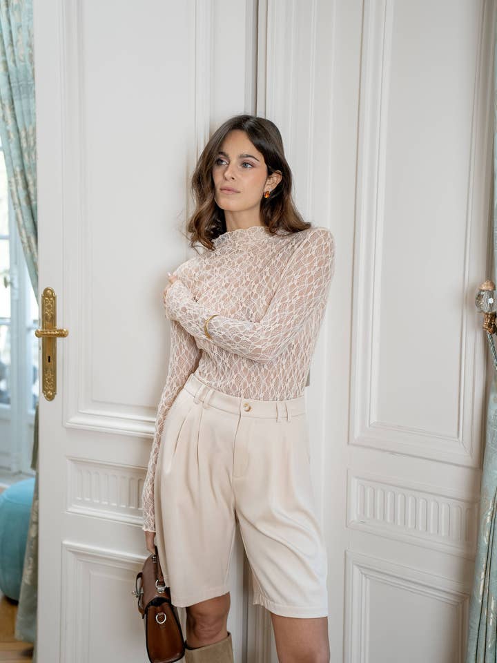 LOVIE & CO – Großhandel Bluse – Damen – Top ganz aus Spitze mit langen Ärmeln - 5156T-ISADORA