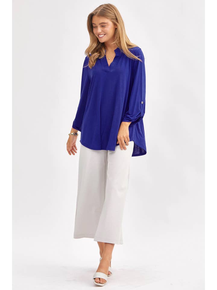 Dear Scarlett - Wholesale Blouse - Women's - Signature Mandarin Collar 3/4 Sleeve Flowy Top2