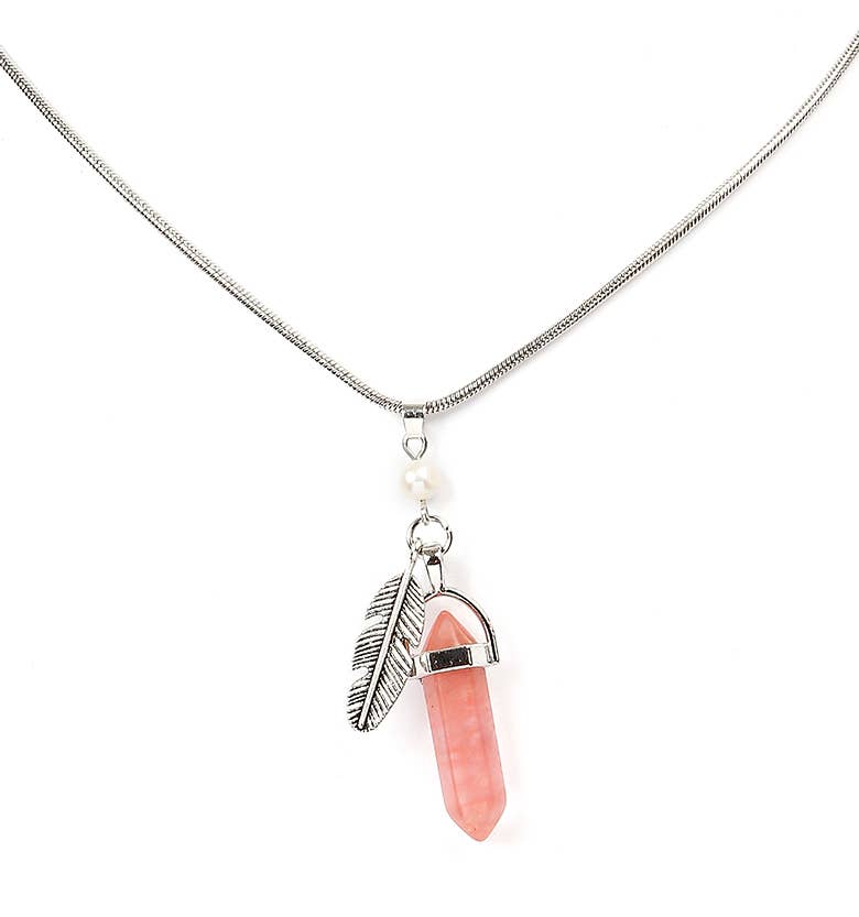 Kaleidoscope Accessories - Wholesale Pendant/Charm Necklace - 20 Natural Stone Assortment Silver Chain Necklace7