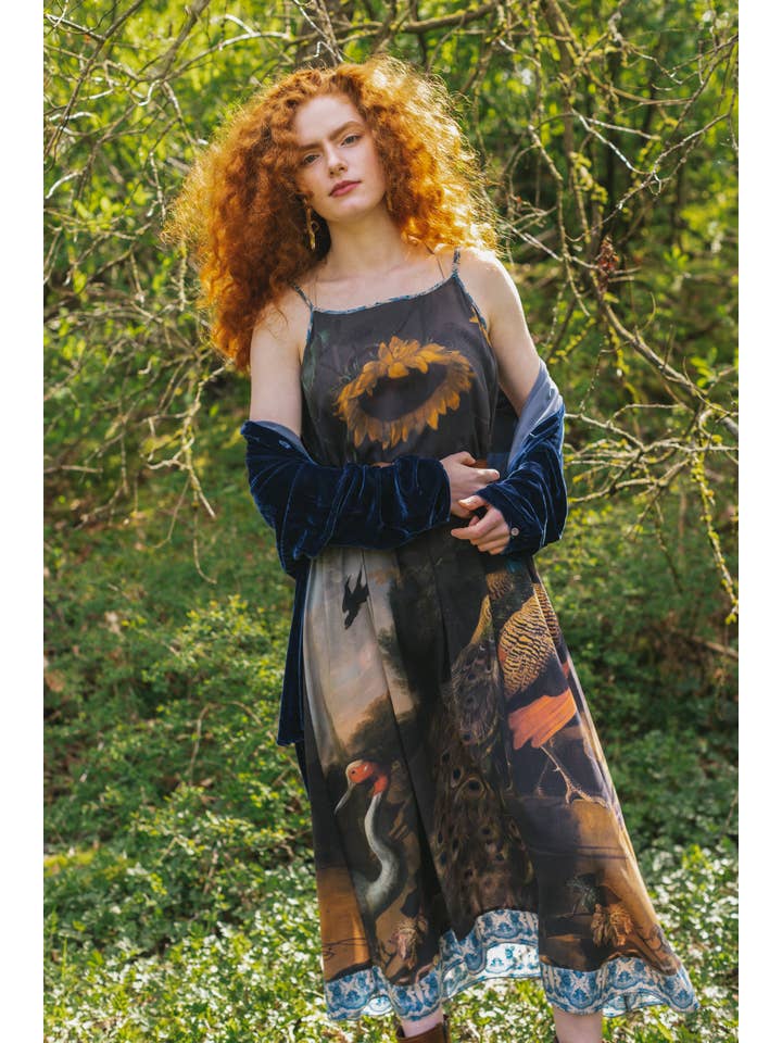 Market of Stars (USA) - Wholesale Dress - Women's - Wild Beauty Bohéme Long Slip Dress w/ Peacock Birds & Floral2