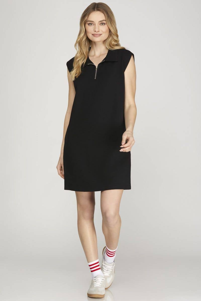 Vanilla Monkey - Wholesale Dress - Women's - Half Zip Knit Mini Dress0