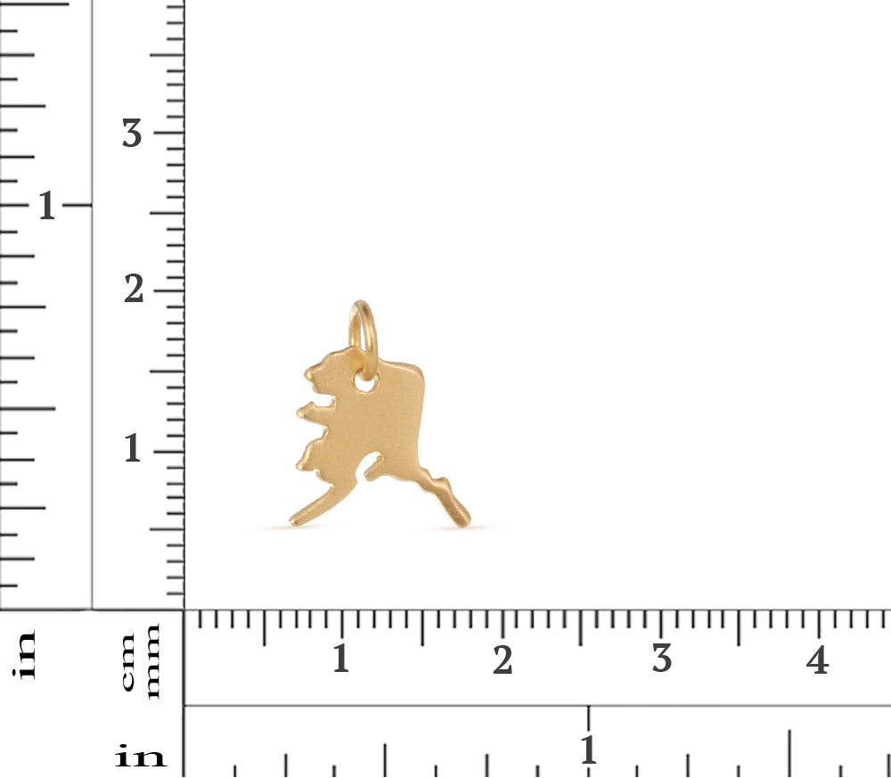 Plazko - Wholesale Individual Charm/Pendant - 24Kt Gold Plated Sterling Silver Alaska Charm 14x11.6mm - 1pc1