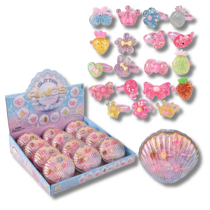 Colorful Sparkle Shell Ring For Kids - Assorted for wholesale by Pagdee Kids Juniors