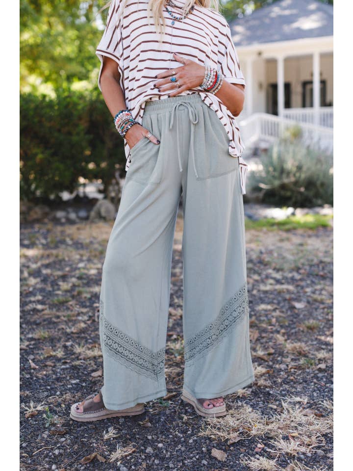 Three Bird Nest - Wholesale Pants - Women's - Lyrical Wide Leg Pants - Green
