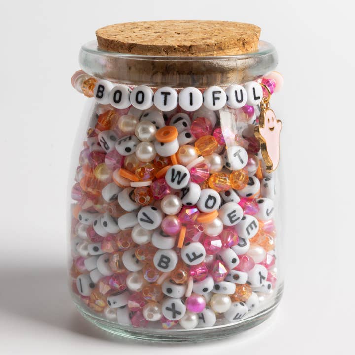 Pink Ghost Charm Neon Pink Beads Orange Pearl Beads Halloween Bracelet Making DIY Jar for wholesale by Jewelry Made by Me