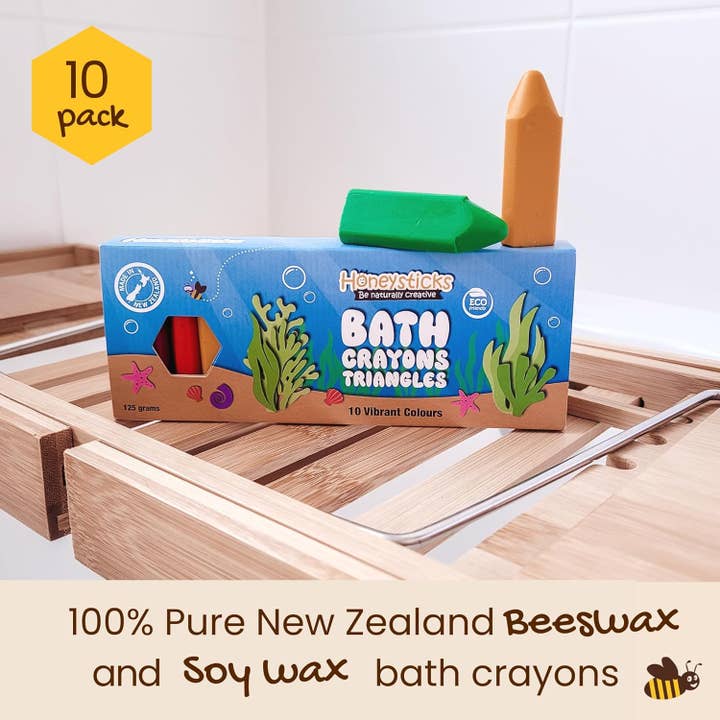 Honeysticks - Wholesale Bath Toy - Baby - Honeysticks Triangle Bath Crayons Non Toxic (10 Pk) for Kids3