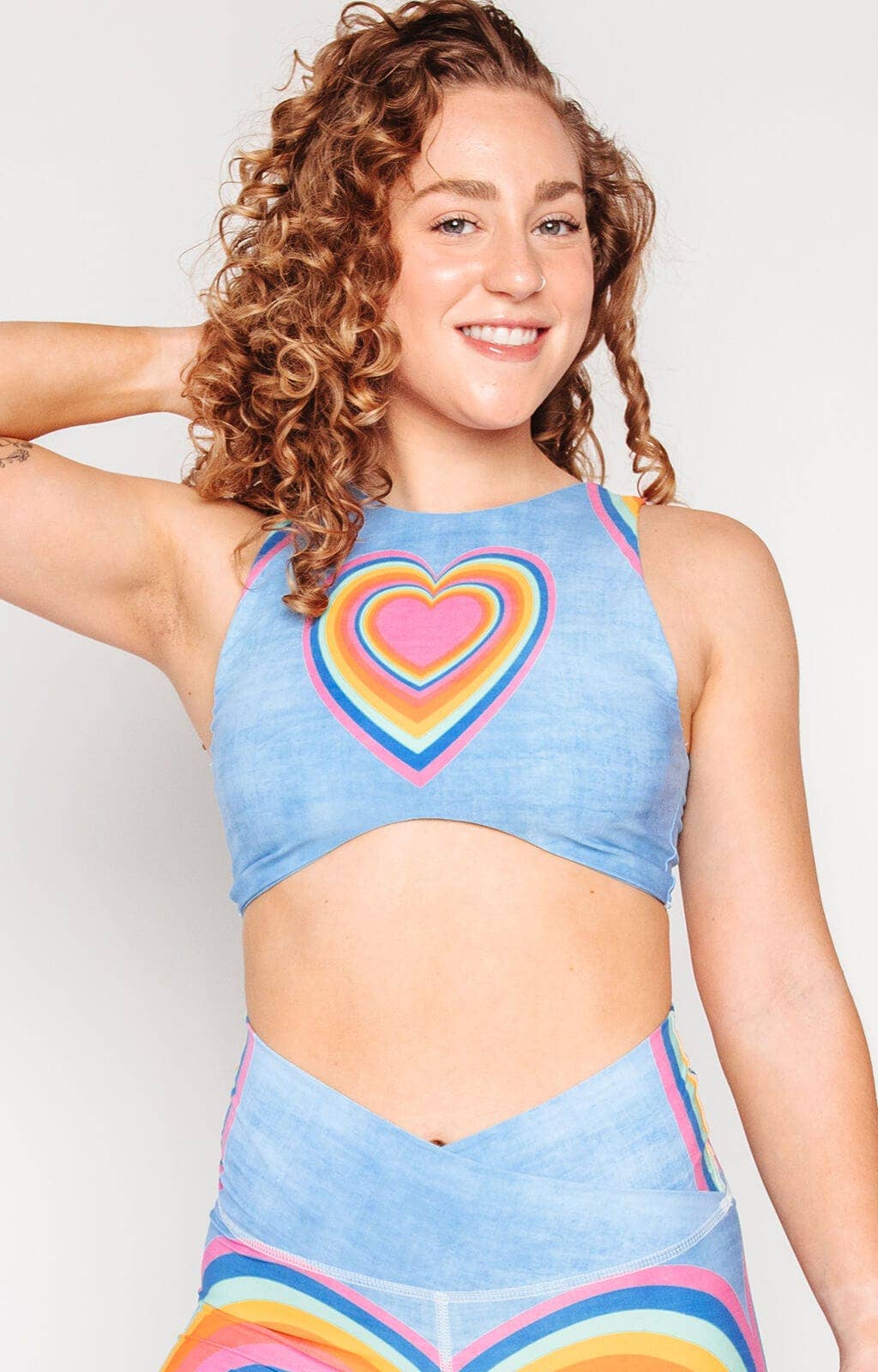 Yoga Democracy - Wholesale Athletic Top - Women's - Reversible Twist Top in Rainbow Love0