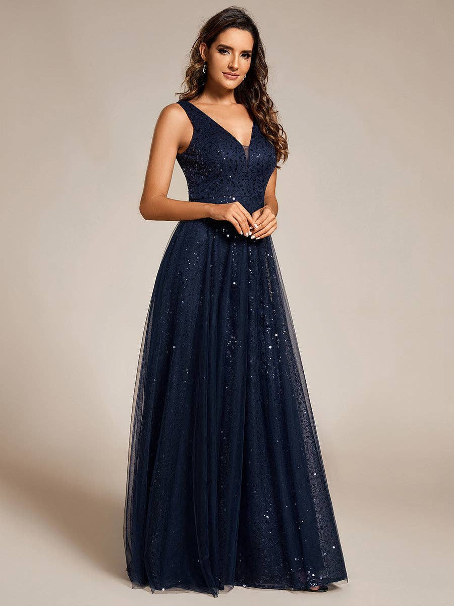 Ever-Pretty – wholesale Gown – Women's – V-Neck Backless Sequin Evening Dress3