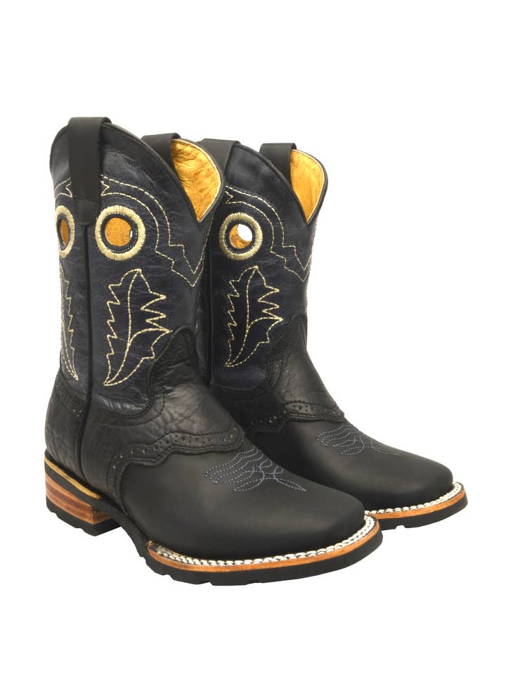 3001 BLACK KIDS WIDE SQUARE BOOT for wholesale on Faire6