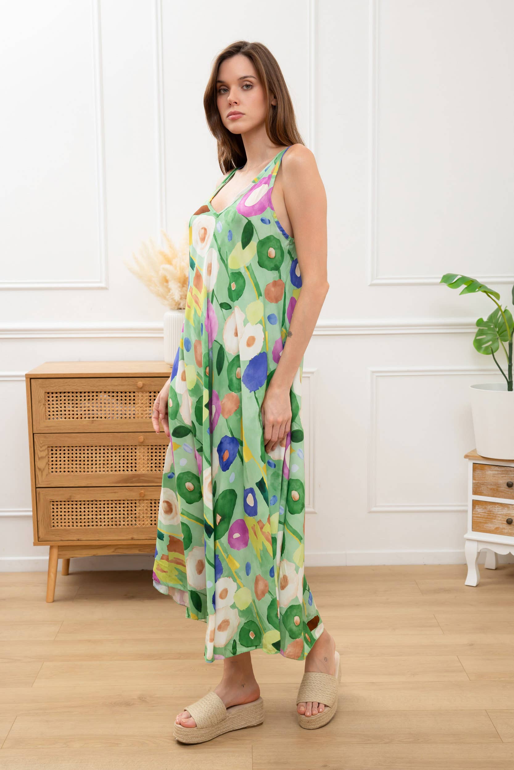 Happy look - Vente Robe – femme - Robe Longue à Bretelles Fleurie – Élégance et Légèreté7