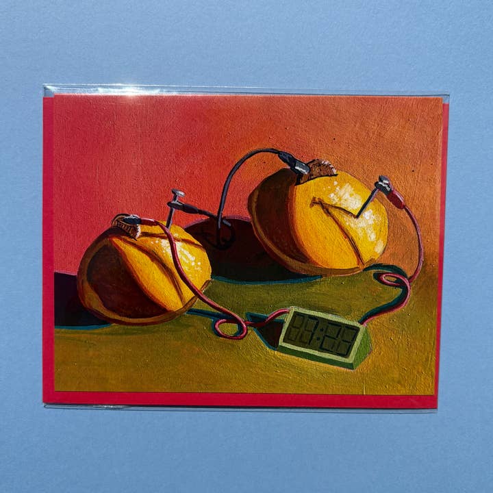Lemon Battery Science Experiment Engineering Greeting Card for wholesale by Painting With James