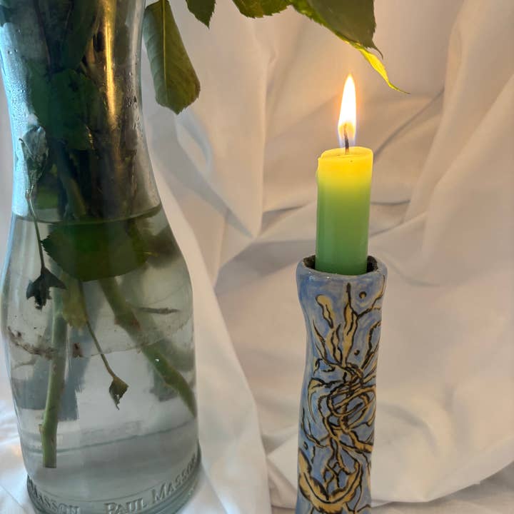 Tomekah George - Wholesale Candle Holder - handmade ceramic tall nature inspired candlestick 2
