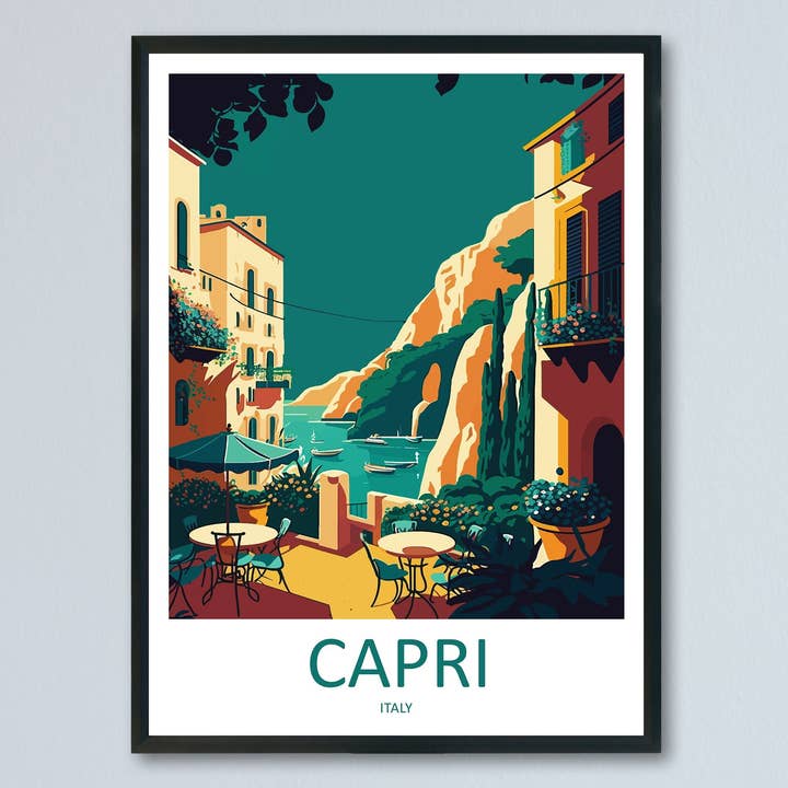 Capri Reizen Print Capri Italië Woondecoratie Capri Kunstprint Italië Capri Kamerprint Voor Italië Cadeau Kunstposter Muurkunst Voor Italië Kustprint voor wholesale door TravelzonaArt