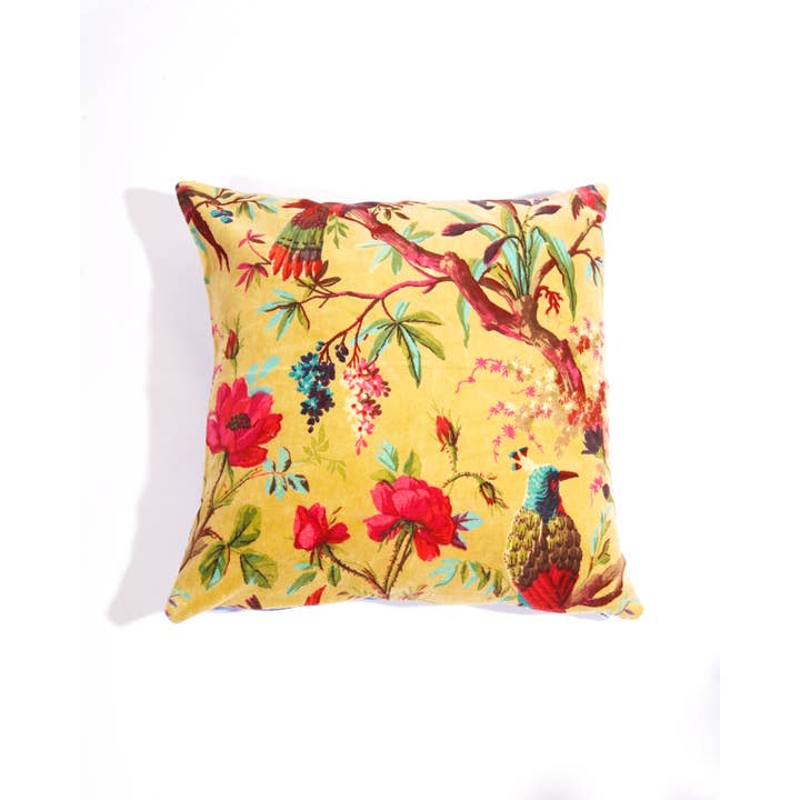 Linen Connections - Wholesale Throw Pillow Cover - Mexican Painter Velvet Pillow Case - Pale Yellow