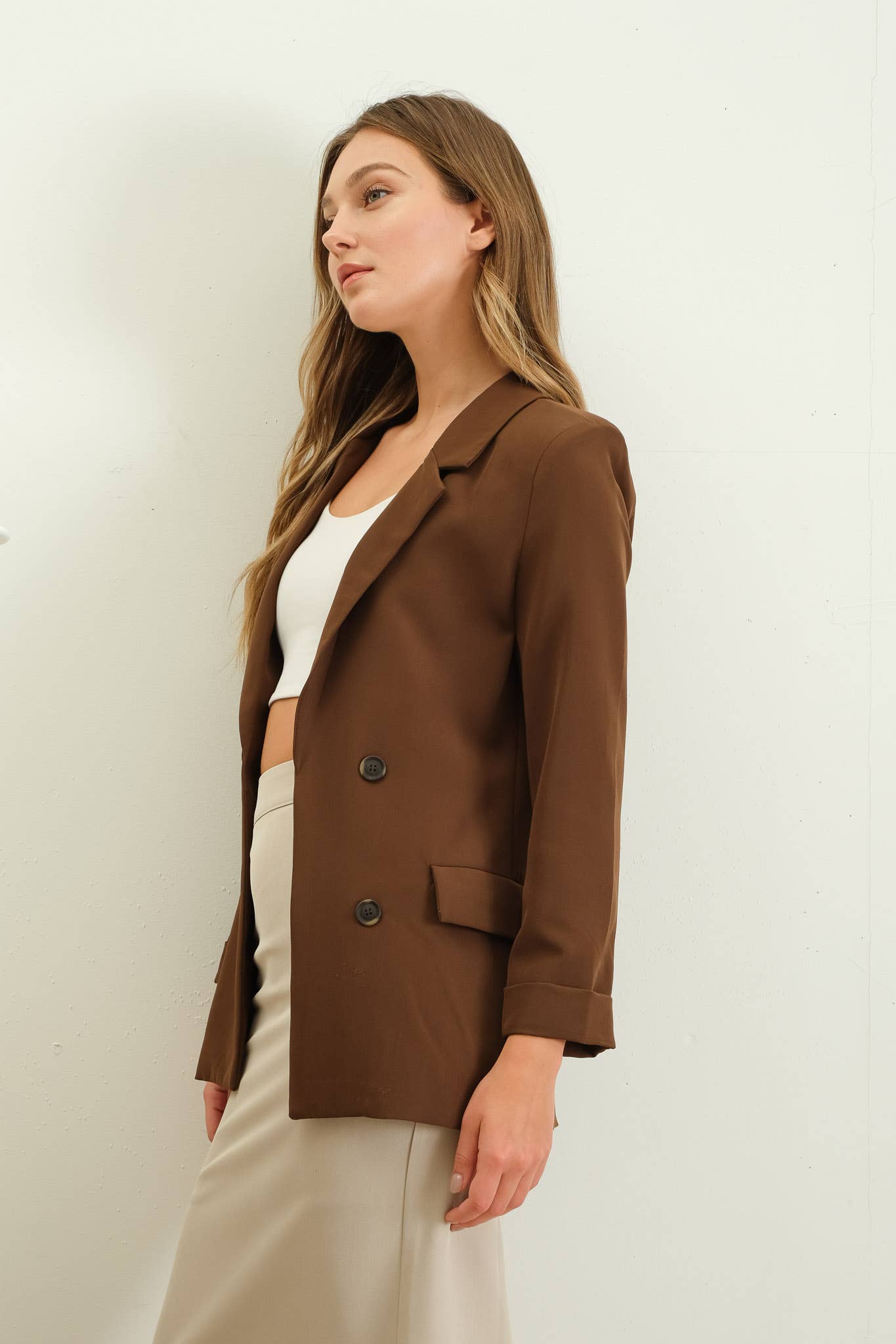 The Workshop Studio - Wholesale Blazer - Women's - SOLID FOLDED SLEEVE BLAZER11