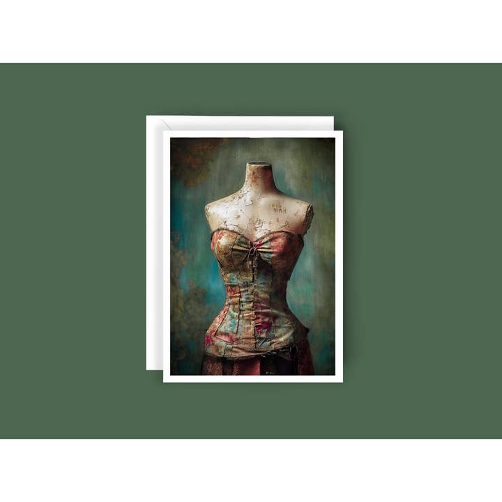 Salty Alyce - Wholesale Everyday Greeting Card - Rustic Rose Corset Blank Card RA64