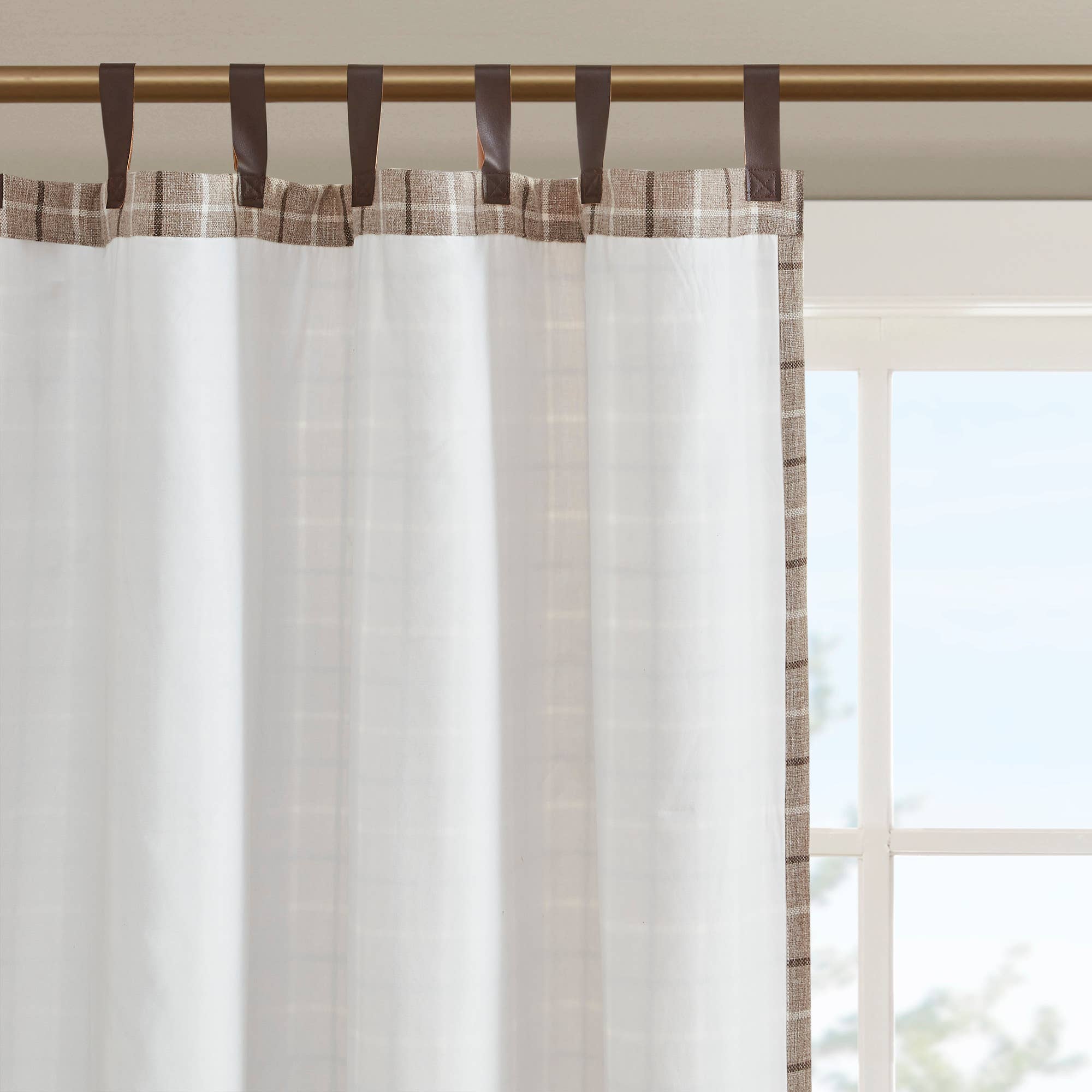 Olliix - Wholesale Curtain - Yarn-Dyed Plaid Light Filtering Curtain Panel, Brown8