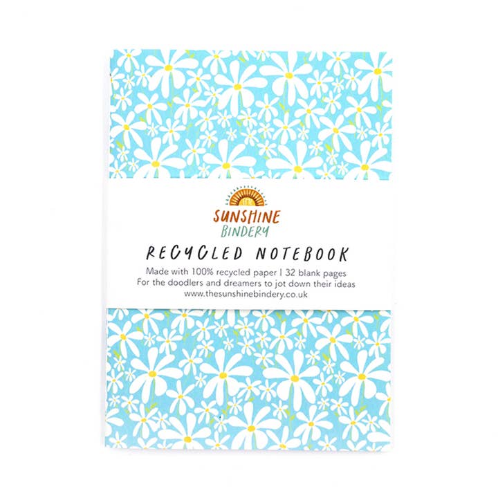 Set of 2 x Daisy A5 Recycled Notebooks for wholesale by The Sunshine Bindery