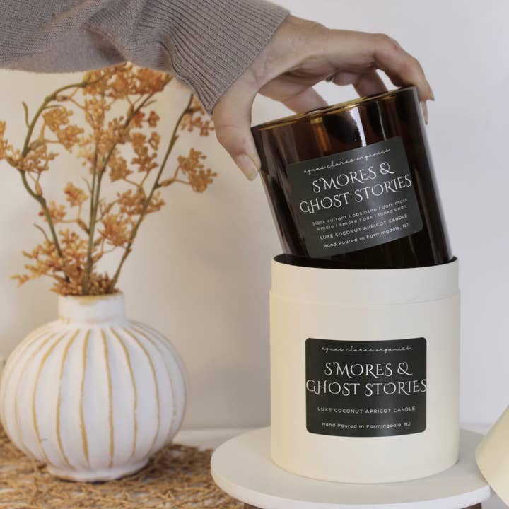 S’mores & Ghost Stories Candle for wholesale by Aguas Claras Organics