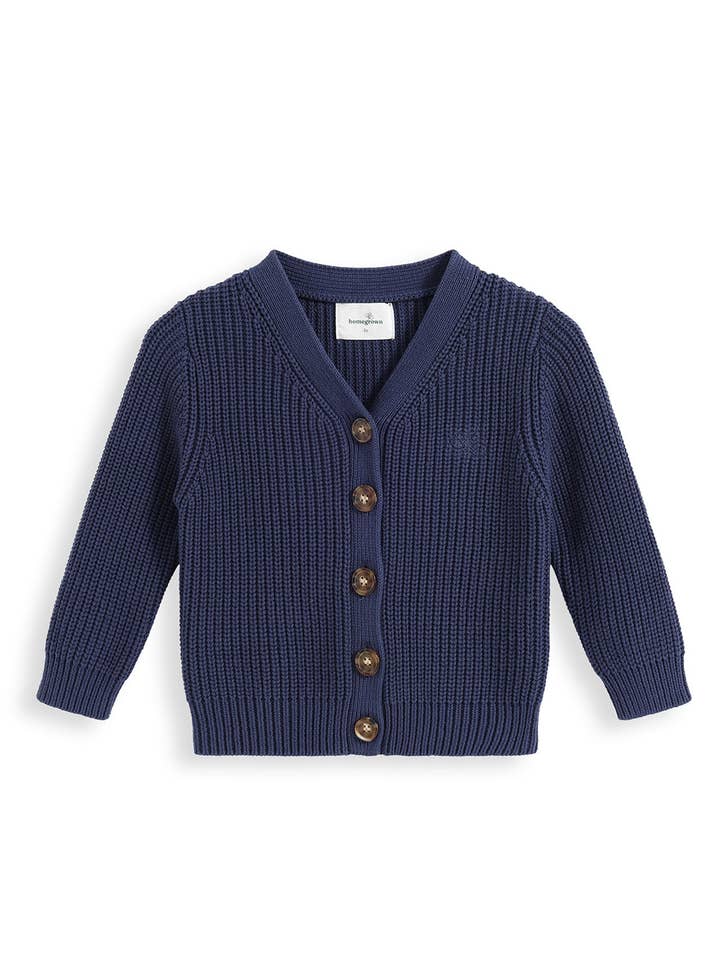 Chunky Knit Cardigan Navy for wholesale by Homegrown Kids