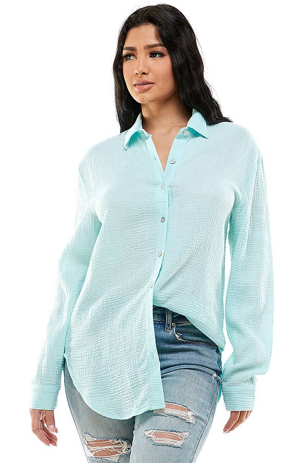 Veracci – wholesale Tröja med knappar – Dam – Dubbel gasväv Weekend Button-Down skjorta6