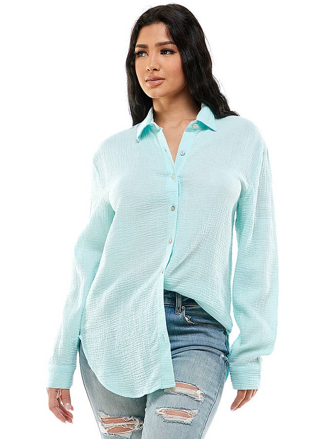 Veracci - Wholesale Buttoned-down shirt – Women's - Double Gauze Weekend Button-Down Shirt6
