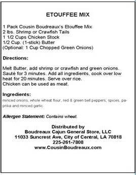 Cousin Boudreaux's Cajun Foods - Wholesale Dried Spice Mix - Cousin Boudreaux's Etouffee Mix3