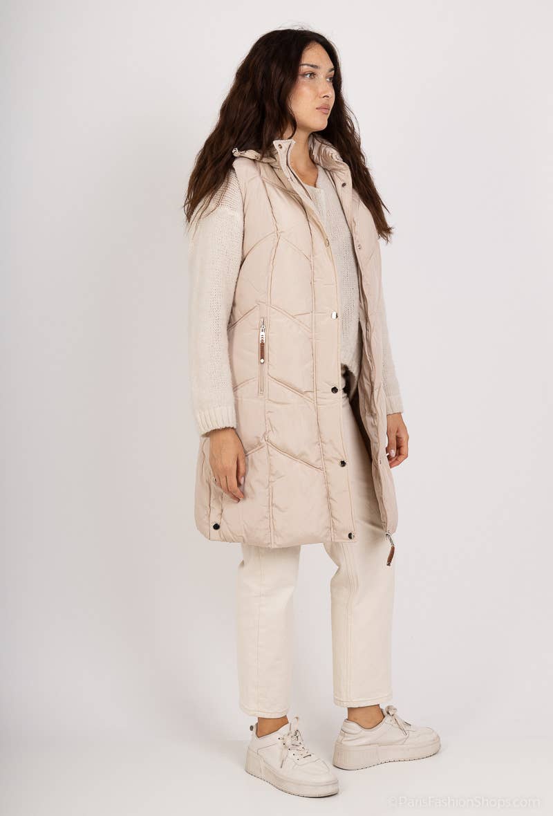 Saturne Paris - BIG SIZE EXCLUSIVE - Wholesale Outerwear Vest - Women's - Quilted Sleeveless Puffer Vest - Plus Size TG586