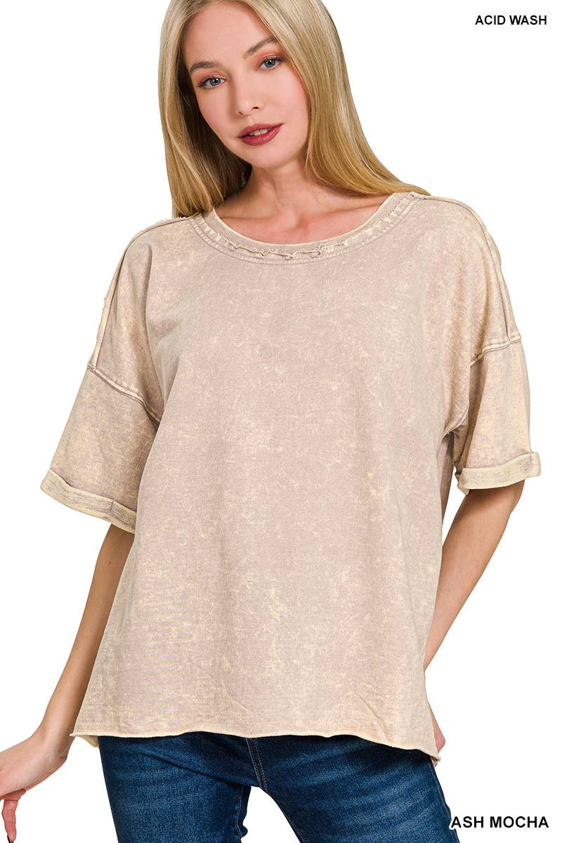 Vanilla Monkey - Wholesale Knit Top - Women's - French Terry Acid Washed Tee Shirts1