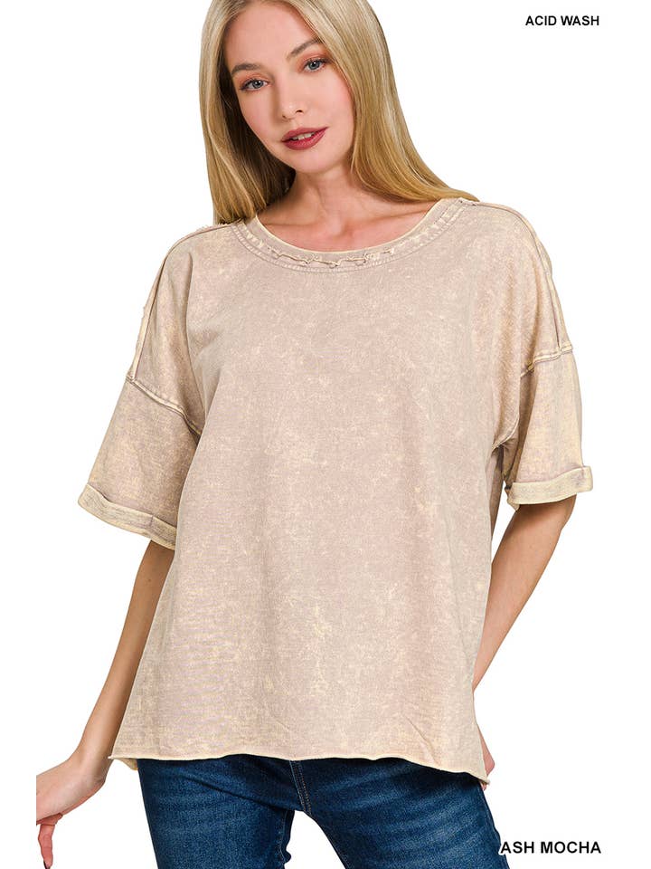 Vanilla Monkey - Wholesale Knit Top - Women's - French Terry Acid Washed Tee Shirts1