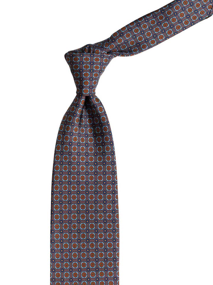 COLOR RAW UMBER MEDAGLIONI BROWN OXIDE TIE for wholesale by Sartoria Gallo S.r.l.