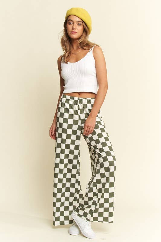 JADE BY JANE - Wholesale Pants - Women's - HIGH WAIST CHECKERED STRAIGHT LEG KNIT PANTS10