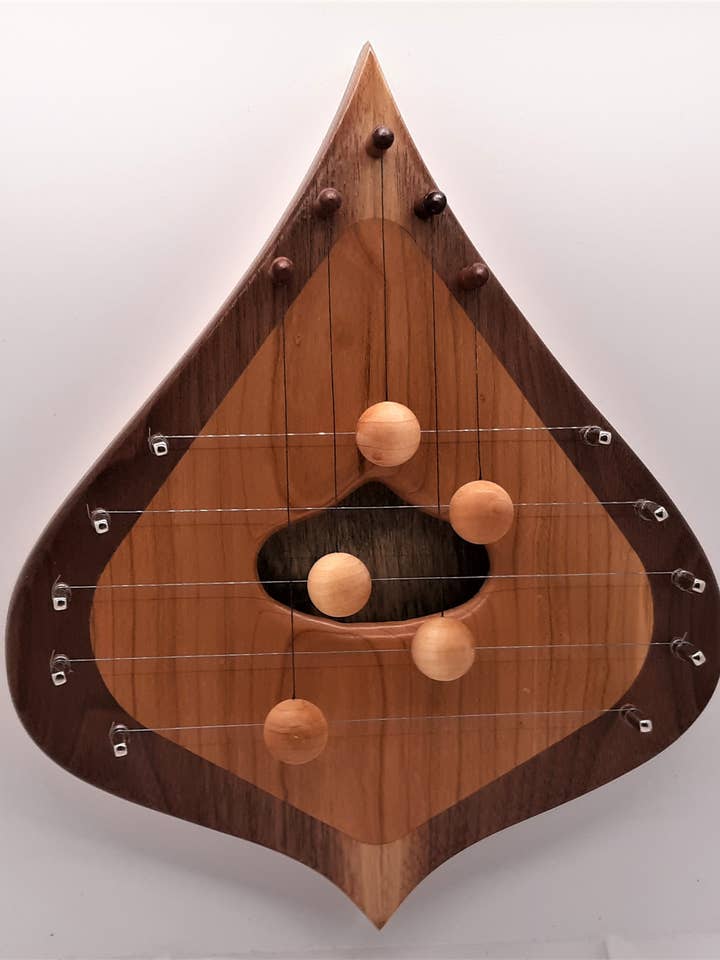 Door Harp 5WBCSIM Walnut border with simple Cherry inlay for wholesale by Moon Mountain Woods