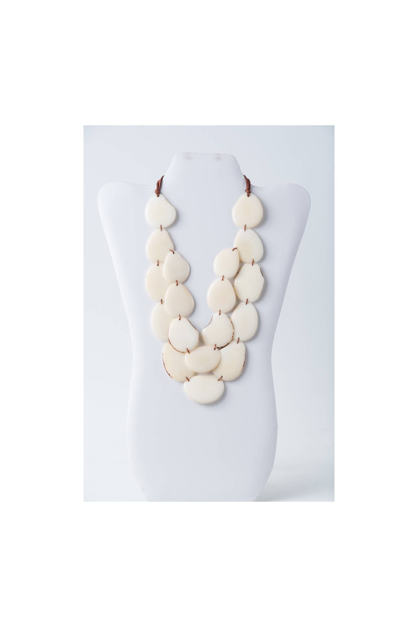 TaguArtsy – wholesale Bib necklace – Amoya Two stranded long Organic Tagua Nut Necklace ONLY13