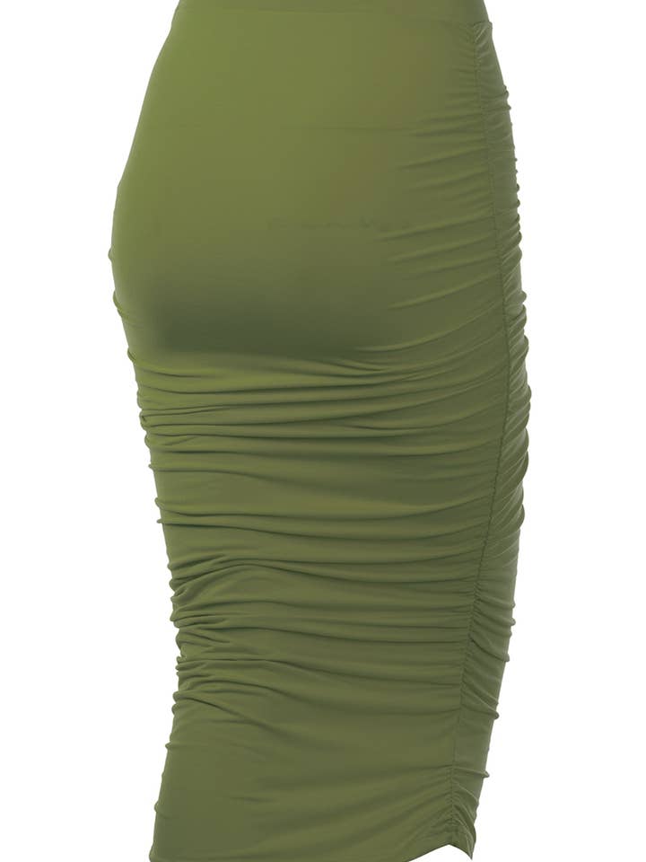 NINEXIS - Wholesale Skirt - Women's - CWBMS070_Slim Fit Ruched Long Pencil Skirt46