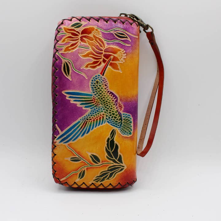 Sunflower Handmade leather inc - Wholesale Wallet - Women's - Handmade leather large wallet hummingbird3