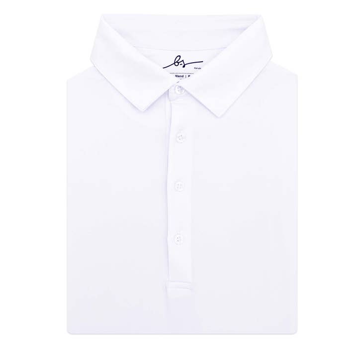 Chemise de golf à quatre boutons « blanche » pour la vente par Boston Scott Golf Apparel