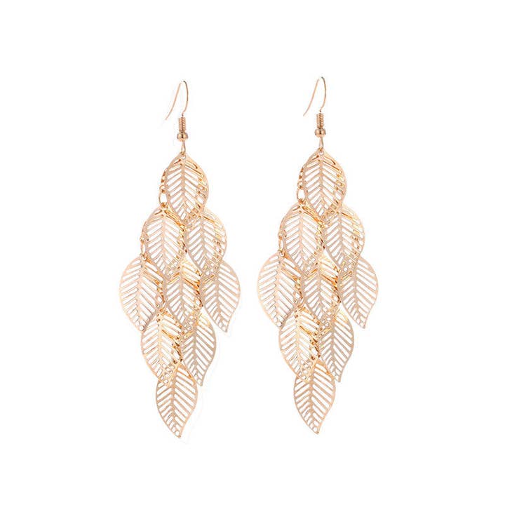 MoodGold - Wholesale Dangle Earrings - Fashion Simple Cutout Leaves Earrings5