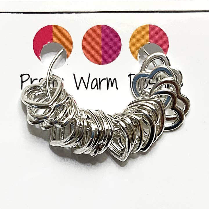 Small Silver Heart Stitch Markers - Set of 20 for wholesale by Pretty Warm Designs