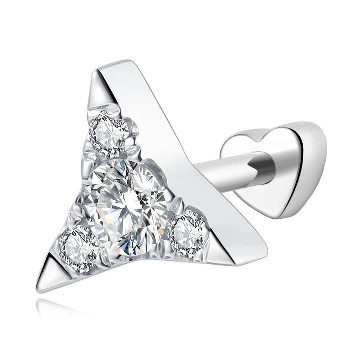 Natural Diamond Threaded Triangular Star Stud Earring for wholesale by LTM Jewels