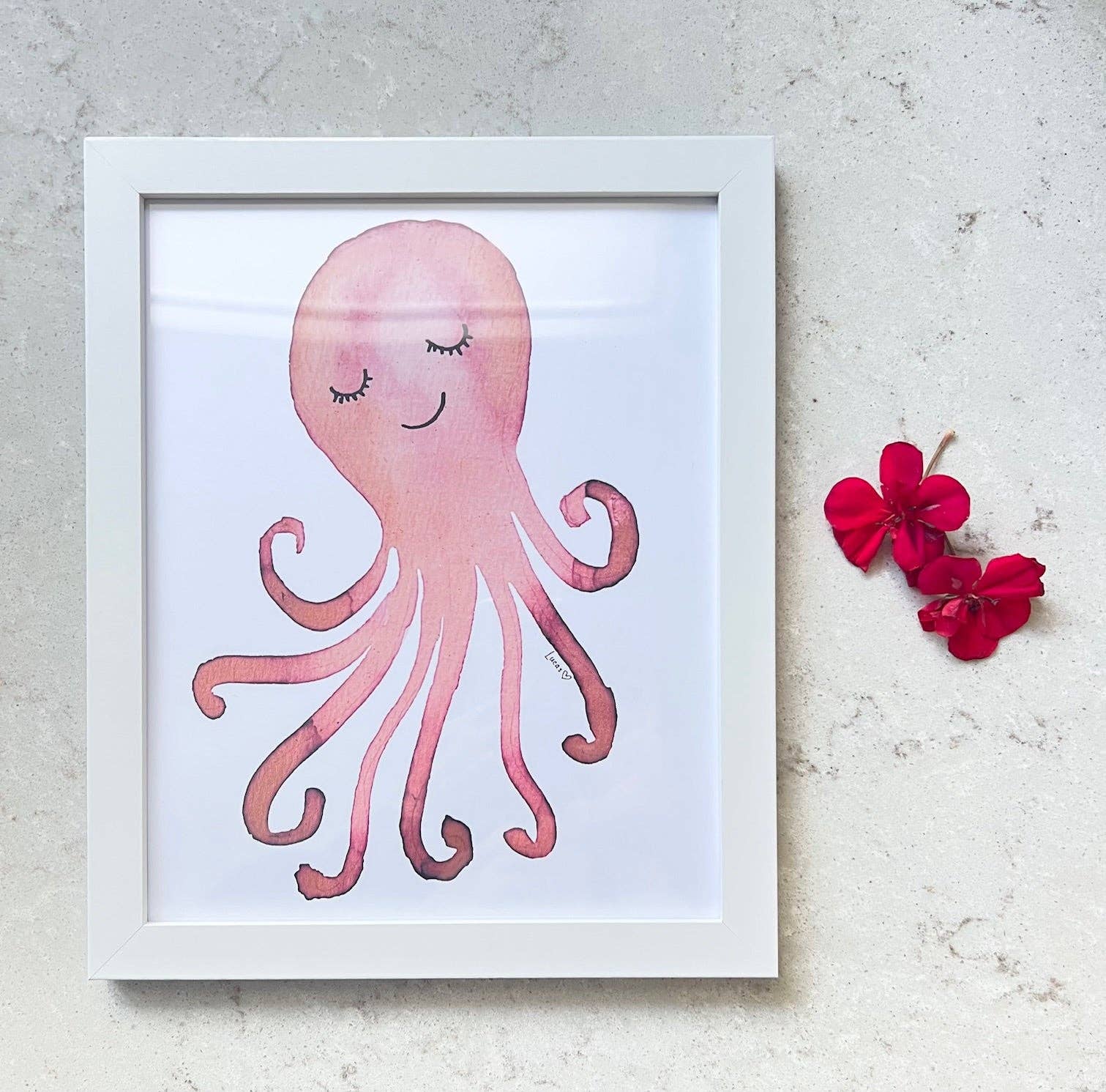 Sook & Hook - Wholesale Art Print - Whimsical Octopus Watercolor Art Print | Framed 8"x10" Wall Art2