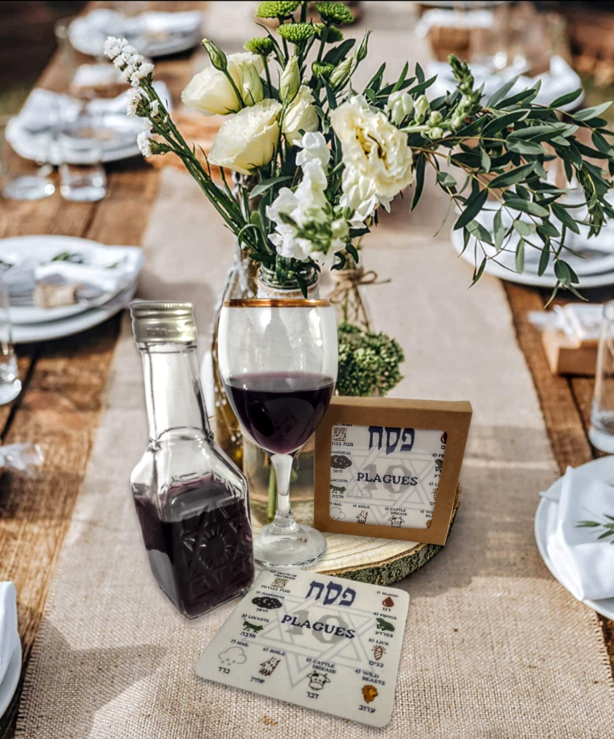 Eclectic Judaica - Wholesale Coasters - 10 Plague Passover Coasters3