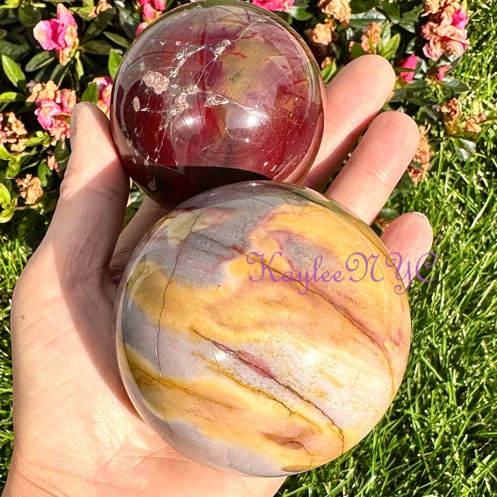 KayleeNYC - Wholesale Spiritual Stone/Crystal - 4 pcs Natural Mookaite Sphere 3.8-4lbs Crystal Healing4